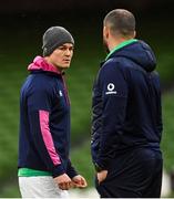 17 March 2023; Captain Jonathan Sexton, left, and head coach Andy Farrell during the Ireland rugby captain's run at the Aviva Stadium in Dublin. Photo by Ramsey Cardy/Sportsfile