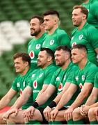 17 March 2023; The Ireland team before the Ireland rugby captain's run at the Aviva Stadium in Dublin. Photo by Ramsey Cardy/Sportsfile