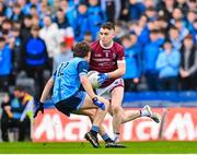 17 March 2023; Eoin McElholm of Omagh CBS in action against Michael Carroll of Summerhill College during the Masita GAA Post Primary Schools Hogan Cup Final match between Summerhill College Sligo and Omagh CBS at Croke Park in Dublin. Photo by Stephen Marken/Sportsfile