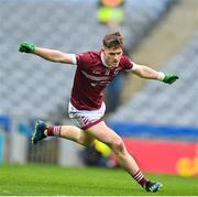 17 March 2023; Ruairí McCullagh of Omagh CBS celebrates scoring his sides first goal during the Masita GAA Post Primary Schools Hogan Cup Final match between Summerhill College Sligo and Omagh CBS at Croke Park in Dublin. Photo by Stephen Marken/Sportsfile