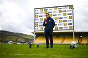 17 March 2023; Donegal manager Maxi Curran speaks to TG4 before the Lidl Ladies National Football League Division 1 match between Donegal and Dublin at O’Donnell Park in Letterkenny, Donegal. Photo by Stephen McCarthy/Sportsfile