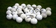 17 March 2023; Footballs of the Dublin team on the pitch before the Lidl Ladies National Football League Division 1 match between Donegal and Dublin at O’Donnell Park in Letterkenny, Donegal. Photo by Stephen McCarthy/Sportsfile