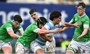 17 March 2023; Luke Kritzinger of Blackrock College is tackled by Gavin O'Grady of Gonzaga College during the Bank of Ireland Leinster Schools Senior Cup Final match between Gonzaga College and Blackrock Collegee at RDS Arena in Dublin. Photo by Sam Barnes/Sportsfile