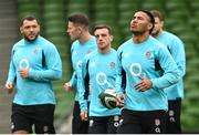 17 March 2023; Manu Tuilagi during England rugby captain's run at the Aviva Stadium in Dublin. Photo by Ramsey Cardy/Sportsfile