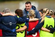 17 March 2023; Dublin manager Mick Bohan speaks to his players before the Lidl Ladies National Football League Division 1 match between Donegal and Dublin at O’Donnell Park in Letterkenny, Donegal. Photo by Stephen McCarthy/Sportsfile