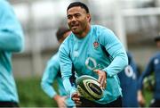 17 March 2023; Manu Tuilagi during England rugby captain's run at the Aviva Stadium in Dublin. Photo by Ramsey Cardy/Sportsfile