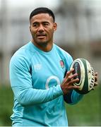 17 March 2023; Manu Tuilagi during England rugby captain's run at the Aviva Stadium in Dublin. Photo by Ramsey Cardy/Sportsfile