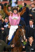 17 March 2023; Groom Grace Davies leads Bridget Andrews and Faivoir into the winners enclosure after the McCoy Contractors County Handicap Hurdle during day four of the Cheltenham Racing Festival at Prestbury Park in Cheltenham, England. Photo by Seb Daly/Sportsfile Photo by Harry Murphy/Sportsfile Photo by Seb Daly/Sportsfile