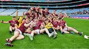 17 March 2023; Omagh CBS players celebrate after winning the Masita GAA Post Primary Schools Hogan Cup Final match between Summerhill College Sligo and Omagh CBS at Croke Park in Dublin. Photo by Stephen Marken/Sportsfile