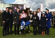 17 March 2023; Jockey Bridget Andrews and winning connections celebrate with Faivoir after winning the McCoy Contractors County Handicap Hurdle during day four of the Cheltenham Racing Festival at Prestbury Park in Cheltenham, England. Photo by Harry Murphy/Sportsfile