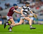 17 March 2023; Anthony Ireland Wall of St. Kieran's College Kilkenny in action against Conor Lawless of Presentation College Athenry during the Masita GAA Post Primary Schools Croke Cup Final match between St. Kieran's College Kilkenny and Presentation College Athenry at Croke Park in Dublin. Photo by Stephen Marken/Sportsfile