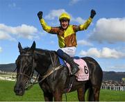 17 March 2023; Galopin Des Champs, with Paul Townend up, jumps the last on their way to winning the Boodles Cheltenham Gold Cup Chase during day four of the Cheltenham Racing Festival at Prestbury Park in Cheltenham, England. Photo by Seb Daly/Sportsfile