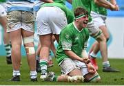 17 March 2023; Luke McLaughlin of Gonzaga College celebrates at the final whistle after his side's victory in the Bank of Ireland Leinster Schools Senior Cup Final match between Gonzaga College and Blackrock Collegee at RDS Arena in Dublin. Photo by Sam Barnes/Sportsfile