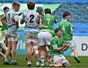 17 March 2023; Luke McLaughlin of Gonzaga College celebrates at the final whistle after his side's victory in the Bank of Ireland Leinster Schools Senior Cup Final match between Gonzaga College and Blackrock Collegee at RDS Arena in Dublin. Photo by Sam Barnes/Sportsfile