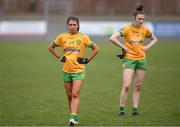 17 March 2023; Codie Walsh, left, and Roisin Rodgers of Donegal after the Lidl Ladies National Football League Division 1 match between Donegal and Dublin at O’Donnell Park in Letterkenny, Donegal. Photo by Stephen McCarthy/Sportsfile