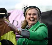 17 March 2023; Winning owner Audrey Turley celebrates after Galopin Des Champs had won the Boodles Cheltenham Gold Cup Chase during day four of the Cheltenham Racing Festival at Prestbury Park in Cheltenham, England. Photo by Harry Murphy/Sportsfile