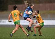17 March 2023; Aoife Kane of Dublin in action against Katie Dowds of Donegal during the Lidl Ladies National Football League Division 1 match between Donegal and Dublin at O’Donnell Park in Letterkenny, Donegal. Photo by Stephen McCarthy/Sportsfile