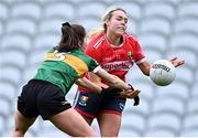 17 March 2023; Katie Quirke of Cork in action against Eilís Lynch of Kerry during the Lidl Ladies National Football League Division 1 match between Cork and Kerry at Páirc Uí Chaoimh in Cork. Photo by Piaras Ó Mídheach/Sportsfile