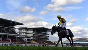 17 March 2023; Jockey Paul Townend celebrates on Galopin Des Champs after winning the Boodles Cheltenham Gold Cup Chase during day four of the Cheltenham Racing Festival at Prestbury Park in Cheltenham, England. Photo by Seb Daly/Sportsfile