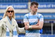 17 March 2023; Blackrock College captain Oliver Coffey is consoled by his mother Cliodhna Coffey after his side's defeat in the Bank of Ireland Leinster Schools Senior Cup Final match between Gonzaga College and Blackrock Collegee at RDS Arena in Dublin. Photo by Sam Barnes/Sportsfile