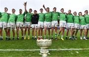 17 March 2023; Gonzaga College players celebrates after their victory in the Bank of Ireland Leinster Schools Senior Cup Final match between Gonzaga College and Blackrock Collegee at RDS Arena in Dublin. Photo by Sam Barnes/Sportsfile