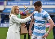 17 March 2023; Noreen Wilson, mother of Gonzaga College captain Paul Wilson, consoles Blackrock College captain Oliver Coffey after his side's defeat in the Bank of Ireland Leinster Schools Senior Cup Final match between Gonzaga College and Blackrock Collegee at RDS Arena in Dublin. Photo by Sam Barnes/Sportsfile