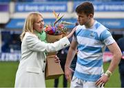 17 March 2023; Noreen Wilson, mother of Gonzaga College captain Paul Wilson, consoles Blackrock College captain Oliver Coffey after his side's defeat in the Bank of Ireland Leinster Schools Senior Cup Final match between Gonzaga College and Blackrock Collegee at RDS Arena in Dublin. Photo by Sam Barnes/Sportsfile