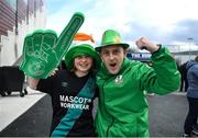 17 March 2023; Shamrock Rovers supporters Chelsie Daines, left, and Alan Daines before the SSE Airtricity Men's Premier Division match between Shamrock Rovers and St Patrick's Athletic at Tallaght Stadium in Dublin. Photo by Tyler Miller/Sportsfile
