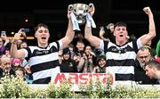 17 March 2023; Joint captains Harry Shine and Killian Doyle of St. Kieran's College Kilkenny lift the Masita GAA Post Primary Schools Croke Cup Final match between St. Kieran's College Kilkenny and Presentation College Athenry at Croke Park in Dublin. Photo by Stephen Marken/Sportsfile