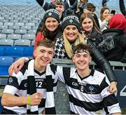 17 March 2023; Rory Glynn and Aaron McEvoy of St. Kieran's College Kilkenny celebrate with supporters after the Masita GAA Post Primary Schools Croke Cup Final match between St. Kieran's College Kilkenny and Presentation College Athenry at Croke Park in Dublin. Photo by Stephen Marken/Sportsfile
