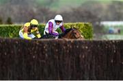 17 March 2023; The eventual winner Galopin Des Champs, left, with Paul Townend up, and of Bravemansgame, with Harry Cobden up, approach the last during the Boodles Cheltenham Gold Cup Chase during day four of the Cheltenham Racing Festival at Prestbury Park in Cheltenham, England. Photo by Harry Murphy/Sportsfile