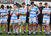 17 March 2023; Blackrock College players dejected after their side's defeat in the Bank of Ireland Leinster Schools Senior Cup Final match between Gonzaga College and Blackrock Collegee at RDS Arena in Dublin. Photo by Sam Barnes/Sportsfile