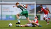 17 March 2023; Rory Gaffney of Shamrock Rovers is tackled by Vladislav Kreida of St Patrick's Athletic during the SSE Airtricity Men's Premier Division match between Shamrock Rovers and St Patrick's Athletic at Tallaght Stadium in Dublin. Photo by Tyler Miller/Sportsfile