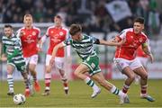 17 March 2023; Johnny Kenny of Shamrock Rovers in action against Joe Redmond of St Patrick's Athletic during the SSE Airtricity Men's Premier Division match between Shamrock Rovers and St Patrick's Athletic at Tallaght Stadium in Dublin. Photo by Ramsey Cardy/Sportsfile