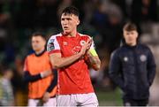 17 March 2023; Joe Redmond of St Patrick's Athletic after his side's draw in the SSE Airtricity Men's Premier Division match between Shamrock Rovers and St Patrick's Athletic at Tallaght Stadium in Dublin. Photo by Ramsey Cardy/Sportsfile