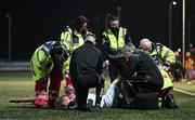 17 March 2023; John Brannefalk of Sligo Rovers receives medical attention during the SSE Airtricity Men's Premier Division match between Derry City and Sligo Rovers at The Ryan McBride Brandywell Stadium in Derry. Photo by Stephen McCarthy/Sportsfile