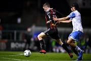 17 March 2023; Adam McDonnell of Bohemians in action against Daniel Babb of UCD during the SSE Airtricity Men's Premier Division match between Bohemians and UCD at Dalymount Park in Dublin. Photo by Sam Barnes/Sportsfile