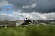 17 March 2023; Jupiter Du Gite, with Niall Houlihan up, jump the last, first time round, during day four of the Cheltenham Racing Festival at Prestbury Park in Cheltenham, England. Photo by Harry Murphy/Sportsfile