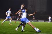 17 March 2023; Daniel Babb of UCD in action against Declan McDaid of Bohemians during the SSE Airtricity Men's Premier Division match between Bohemians and UCD at Dalymount Park in Dublin. Photo by Sam Barnes/Sportsfile
