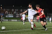 17 March 2023; Greg Bolger of Sligo Rovers in action against Ollie O'Neill of Derry City during the SSE Airtricity Men's Premier Division match between Derry City and Sligo Rovers at The Ryan McBride Brandywell Stadium in Derry. Photo by Stephen McCarthy/Sportsfile