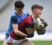 17 March 2023; Daithí McCallan of Omagh CBS in action against Eli Rooney of Summerhill College during the Masita GAA Post Primary Schools Hogan Cup Final match between Summerhill College Sligo and Omagh CBS at Croke Park in Dublin. Photo by Stephen Marken/Sportsfile