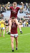 17 March 2023; Liam Óg Massey of Omagh CBS celebrates on the shoulders of teammate Daithí McCallan after the Masita GAA Post Primary Schools Hogan Cup Final match between Summerhill College Sligo and Omagh CBS at Croke Park in Dublin. Photo by Stephen Marken/Sportsfile