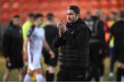 17 March 2023; Derry City manager Ruaidhrí Higgins after the SSE Airtricity Men's Premier Division match between Derry City and Sligo Rovers at The Ryan McBride Brandywell Stadium in Derry. Photo by Stephen McCarthy/Sportsfile