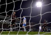 17 March 2023; Declan McDaid of Bohemians celebrates his side's goal, scored by team-mate Paddy Kirk, during the SSE Airtricity Men's Premier Division match between Bohemians and UCD at Dalymount Park in Dublin. Photo by Sam Barnes/Sportsfile