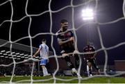 17 March 2023; Declan McDaid of Bohemians celebrates his side's goal, scored by team-mate Paddy Kirk, during the SSE Airtricity Men's Premier Division match between Bohemians and UCD at Dalymount Park in Dublin. Photo by Sam Barnes/Sportsfile