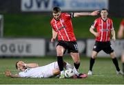 17 March 2023; Patrick McEleney of Derry City in action against Lukas Browning of Sligo Rovers during the SSE Airtricity Men's Premier Division match between Derry City and Sligo Rovers at The Ryan McBride Brandywell Stadium in Derry. Photo by Stephen McCarthy/Sportsfile