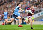 17 March 2023; Conor Owens of Omagh CBS in action against Eamon Keane of Summerhill College during the Masita GAA Post Primary Schools Hogan Cup Final match between Summerhill College Sligo and Omagh CBS at Croke Park in Dublin. Photo by Stephen Marken/Sportsfile