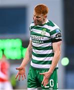 17 March 2023; Rory Gaffney of Shamrock Rovers reacts after a missed goal chance during the SSE Airtricity Men's Premier Division match between Shamrock Rovers and St Patrick's Athletic at Tallaght Stadium in Dublin. Photo by Ramsey Cardy/Sportsfile
