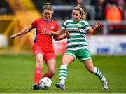 18 March 2023; Siobhán Killeen of Shelbourne in action against Lia O'Leary of Shamrock Rovers during the SSE Airtricity Women's Premier Division match between Shelbourne and Shamrock Rovers at Tolka Park in Dublin. Photo by Tyler Miller/Sportsfile