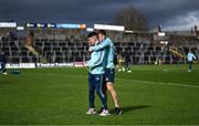 18 March 2023; Lee Gannon, left, and Sean Bugler of Dublin before the Allianz Football League Division 2 match between Meath and Dublin at Páirc Tailteann in Navan, Meath. Photo by David Fitzgerald/Sportsfile